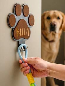 Gancho de correa personalizado, colgador de madera para correa de perro, gancho decorativo, decoración única para el hogar, amantes de las mascotas, aniversario de mascotas, decoración de cumpleaños de mascotas, tallado, regalo del día de adopción, decoración de pared - Multicolor - Ver 4