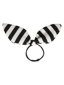 1 Peça Elástico de Cabelo Casual de Poliéster Listrado, Scrunchie de Cabelo Versátil Clássico para Mulheres, Todas as Estações, Porta-Rabo de Cavalo, Elásticos de Cabelo, Fitas de Borracha para Cabelo, Corda de Cabelo - Multicolorido - Visão 4