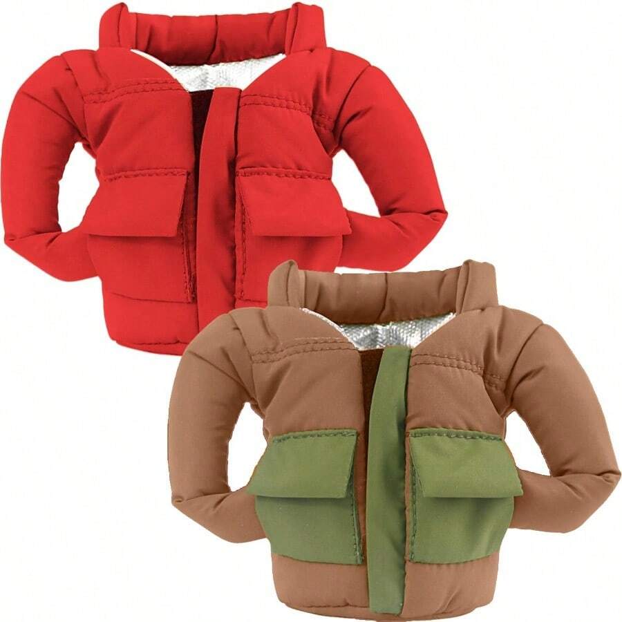 WSXC Drinkware Jacket2 Pack Beverage Jacket Great Packaged Beer Jacket For Cans Funny Can Cover Gifts For Women Men Mom Dad And Boyfriend Red+Brown - Đỏ Nâu - Xem 1