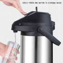 64盎司/1.9升带泵咖啡壶，保温咖啡机，配有清洁刷和清洁布，360°旋转底座，真空隔热泵，双层隔热不锈钢饮料分配器，冷热水控制杆 - 彩色 - 查看 6