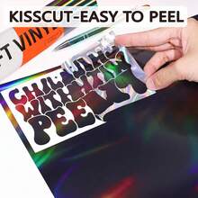 WRAPXPERT Holographic Vinyl Roll - Black Holographic Glossy Vinyl, 12\ X 5ft, Chrome No Bubble For DIY Craft Decal,12inchx5ft,Black - 黑色的 - 查看 5