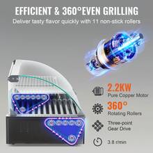 Hot Dog Roller, 11 rodillos 30 Hot Dogs Capacity, 1650W Acero inoxidable Salchicha Grill Cooker Machine con doble control de temperatura Cubierta de vidrio Acrílico Calentador de bollos Estante Bandeja de goteo extraíble, certificado ETL - 11 rodillos - Ver 5