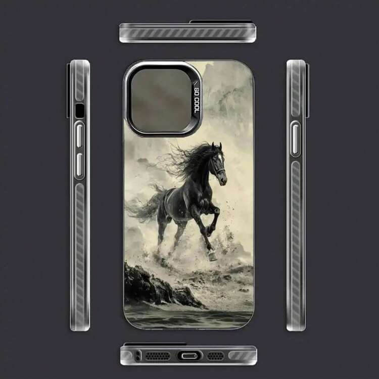 Funda móvil de diseño de caballo para correr compatible con  17 16 15 14 13 12 11 Pro/ Max/Plus anticaída y protección contra golpes trasera, funda compatible con funda  17 pro max,  17 pro funda,  17 funda,  16 pro max - Rosa6 - Añade 7
