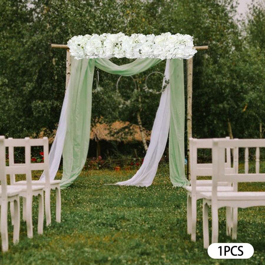 Artificial Dahlia Garland 100cm Silk Flowers With Hydrangeas & Roses For Weddings, Table Decorations & Gardens (White) - 白色 - 查看 1