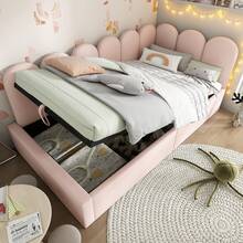 Upholstered Daybed 90x190 Cm, Sofa Bed With Hydraulic Storage, Children's Bed With Metal Slatted Base, Pink Velvet, Without Mattress - Pink + Velvet - View 12