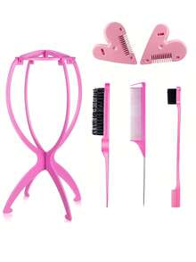 假发护理工具套装，包括假发固定器、5件套梳子、假发帽、鳄鱼夹、头发修复工具等，用于日常假发护理、头发护理等。