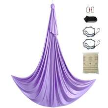 Hamaca y columpio de yoga aéreo , 4,4 yardas, kit de inicio de yoga con tela de nailon de 100 g/m², accesorios de montaje completos y guía de instalación sencilla, vuelo antigravedad para todos los niveles de fitness y culturismo, morado - 4,4 yardas, morado - Ver 8