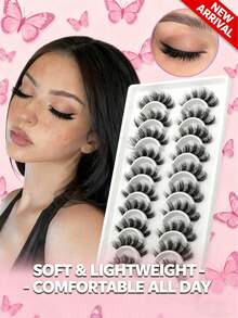 7 Pairs Manga Lashes Faux Mink Eyelashes, Natural & Thick False Eyelashes, Makeup Travel Essentials (TEN03)