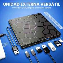 Reproductor de CD-DVD Portátil,CD Player-Lector de Tarjetas 9 en 1,Lector de CD Externa USB 3.0 y Tipo C,Lector C-D Externo de CD-DVD para Windows11/10/8//XP/Vista/Linux/OS/ - 1 - Ver 3