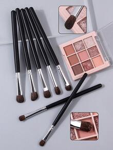7pcs Animal Hair Professional Eye Makeup Brush Set, Soft Hair Eye Detail Brush, Nose Contour Brush, Highlighter Brush, Portable Blending Makeup Brushes, Beauty Tools,Brush Set,Makeup Brush Kit,Make Up Brush Set,Make Up Set Complete,Makeup Brush Set,Complete Makeup Kit,Brush Kit,Brushes Makeup Set,Makeup Gift Set - Black - View 4