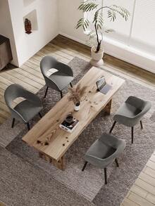 Goeurvant Modern Crescent-Back Upholstered Dining Chairs With Armrests And Solid Wood Legs For Dining Room, Living Room, Study - Set Of 2 / Set Of 4 / Set Of 6 - Dark Gray - Dark Grey - View 2