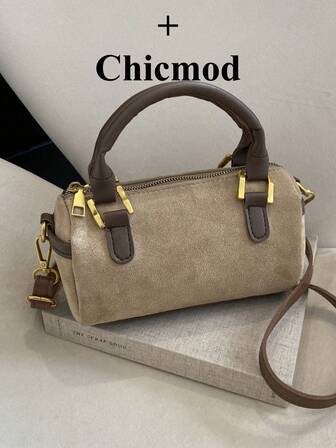 High-Quality Handbag For Women, Ins Style, Versatile Round Cylinder Handheld Bag, Zipper Closure, Shoulder Crossbody Bag, Matte PU Leather Boston Bag, Suitable For Shopping, Wallet, Young Women, College Students, Office Ladies, Ideal For Office, University, Work, Business, Commuting, Outdoor Activities, Travel And Outing