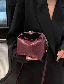 French High-End Woven Bag For Women 2025 New Style Western-Style Dumpling Bag, Niche Texture Commuting Bag, Versatile Handbag - Màu Đỏ Sâu - Xem 5