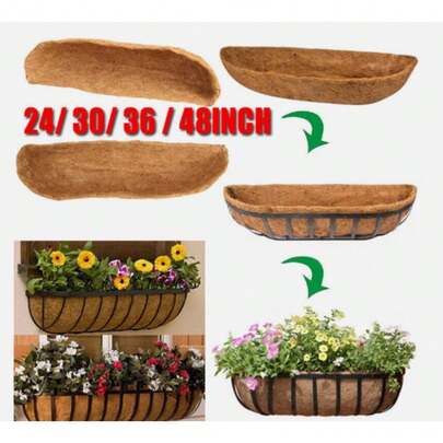 Natural Breathable Coconut Coir Yarn Coco Liner Flower Plant Pot Liner Wall Window Hanging Basket Trough 24in/30in/36in/48in