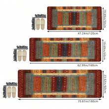 1 pieza Alfombra larga con estampado de arte abstracto bohemio, alfombra de cocina suave, antideslizante y absorbente, lavable a máquina, que crea una atmósfera cálida para la decoración del hogar. Alfombra rectangular de pelo corto para sala de estar, dormitorio, cocina, lavandería, baño - Multicolor - Ver 3