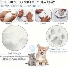 DIY 轻质粘土吊坠，宠物爪印纪念装饰套装，个性化宠物爪印套装，心形纪念品，首个圣诞节装饰品，简易免烤粘土印模，万圣节和圣诞节礼物 - 均碼 - 查看 10