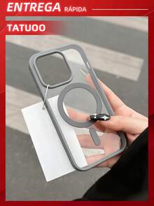 1 Piece Magnetic Wireless Charging Case, Clear Acrylic Hard Case, Compatible With IPhone 15pro Max/14/13/12/11 - Grey - View 3