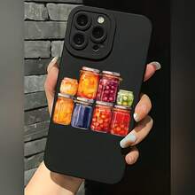 2026 nueva funda de teléfono esmerilada, funda de teléfono con impresión de frutas y verduras en frasco para  17 15 Pro Max  17 14 Plus  17 13 Mini  Galaxy S23 Ultra S22 S21 protector de teléfono funda de pareja regalo para novio novia regalo de vacaciones - Blanco antiguo - Ver 3