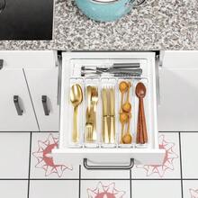WSXC Clear Silverware Organizer For Kitchen DrawersBPA Free Cutlery Drawer Organizer 6 Slots Plastic Utensils Organizer Suitable As In-Drawer Silverware Holder And Tray Flatware Knife Fork Spoon Organizer - 清除 - 查看 6