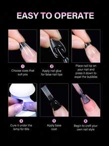 550 قطعة أظافر صناعية كاملة التغطية بأشكال مختلفة (مدببة، لوزية، مربعة، تابوت) لتمديد الأظافر وتطبيق طلاء جل قابل للنزع، إكسسوارات DIY