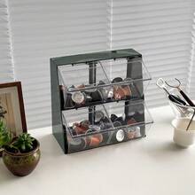 Soporte grande para capsulas de cafe verde con tapa accesorios de barra de cafe de plastico organizador de almacenamiento para crema tazas K bolsas de te bolsa de azucar pajita - Verde - Ver 8