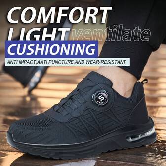 Nya andningsbara skyddsskor med stålhätta för män och kvinnor, stötsäkra och piercingsäkra arbetsskor, lätta och moderiktiga svarta