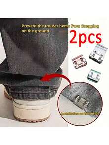 Invisible Fixed Clip Shorts Legs -2pcs Or 4pcs To Prevent Dragging To The Bottom Of The Pants Legs, Hidden Buckle Closure Device, No Seams, Prevent Pants Legs From Dragging To The Floor, Suitable For Jeans And Pants, Waterproof, Portable, Wear-Resistant, Suitable For Daily Outings, Can Be Given As A Small Gift. - 透明色 - 查看 11