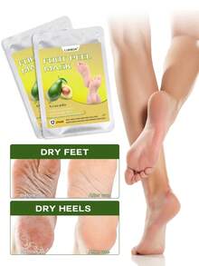 5双装足部去角质面膜 - 蕴含乳酸、尿素和苹果酸，具有去角质、保湿和滋养功效，软化足部粗糙的米色肌肤，令双足丝滑柔嫩 - 精华袜，足部护理，滋养去角质面膜，必备足部护理用品，修脚配件，天然牛油果和芦荟成分，保湿足膜，去除足部死皮 - 白色 - 查看 2