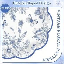 D30Pcs Blue Floral Paper Plates 7inch Vintage Dert Cake Plate Scalloped Blue And White Plates Disposable Cute Toile Plate For Birthday Baby Bridal Shower - 藍色 - 查看 3