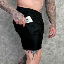 Kit Of 2 Men's UV DryFit Athletic Shorts For Gym, Training, And Running - KIT 2 Black Gray - View 3