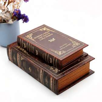 Vintage Style Antique Book Storage Box - Wooden Stackable Decorative Office Storage Box, Vintage Decorative Prop Book
