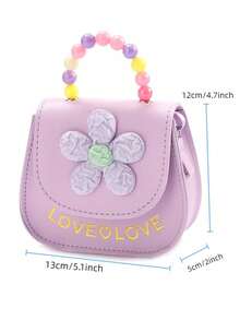 1 件装可爱粉色花朵儿童手提包，休闲街头风斜挎/单肩包，轻便按扣零钱包，适合外出、聚会、大学等场合 - 无内衬，顶部单提手肩带，非常适合情人节、圣诞节，是送给女孩的绝佳礼物。 - 彩色 - 查看 4