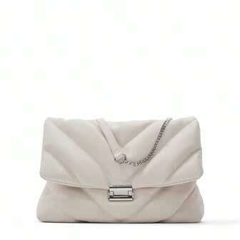 大容量菱形绗缝单肩包，带链条，用途广泛