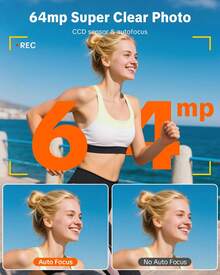 W&O Digital Camera For Photography,4k Camera With Ring Light,180° Flip Screen Camera For Vlogging With Beauty Mode,Point And Shoot Digital Cameras For Beginner With SD Card - 4K camera orange - 查看 4