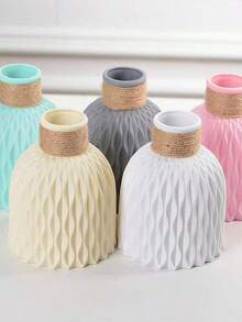 1pc Plastic Vase With Water Wave Pattern And Frosted Texture, Suitable For Artificial Flowers, Home Decor, Vase, Tabletop Centerpiece, Glass Vase - Multicolor - View 10