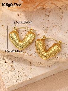 1/3对 时尚不锈钢金属粗款复古硬币耳环，女士日常/节日/派对配饰 - 金色 - 查看 7