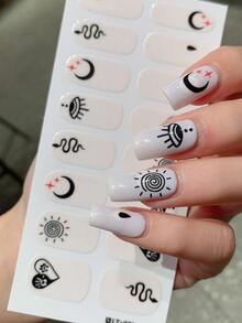 2片/套，全覆盖美甲贴纸，防水美甲贴纸，多种颜色和图案可选，易于使用的美甲装饰贴纸，美甲用品 - 彩色 - 查看 2