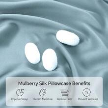 INFIIXSO Silk Pillow Cases 2 Pack Standard Size, Ultra Smooth & Soft Mulberry Silk Pillow Case For Hair And Skin, Breathable Cooling Silk Pillowcase With Hidden Zipper (Airy Blue, 20x26 Inches),2PackStandard(20inchX26inch),AiryBlue - 艾莉藍 - 查看 3