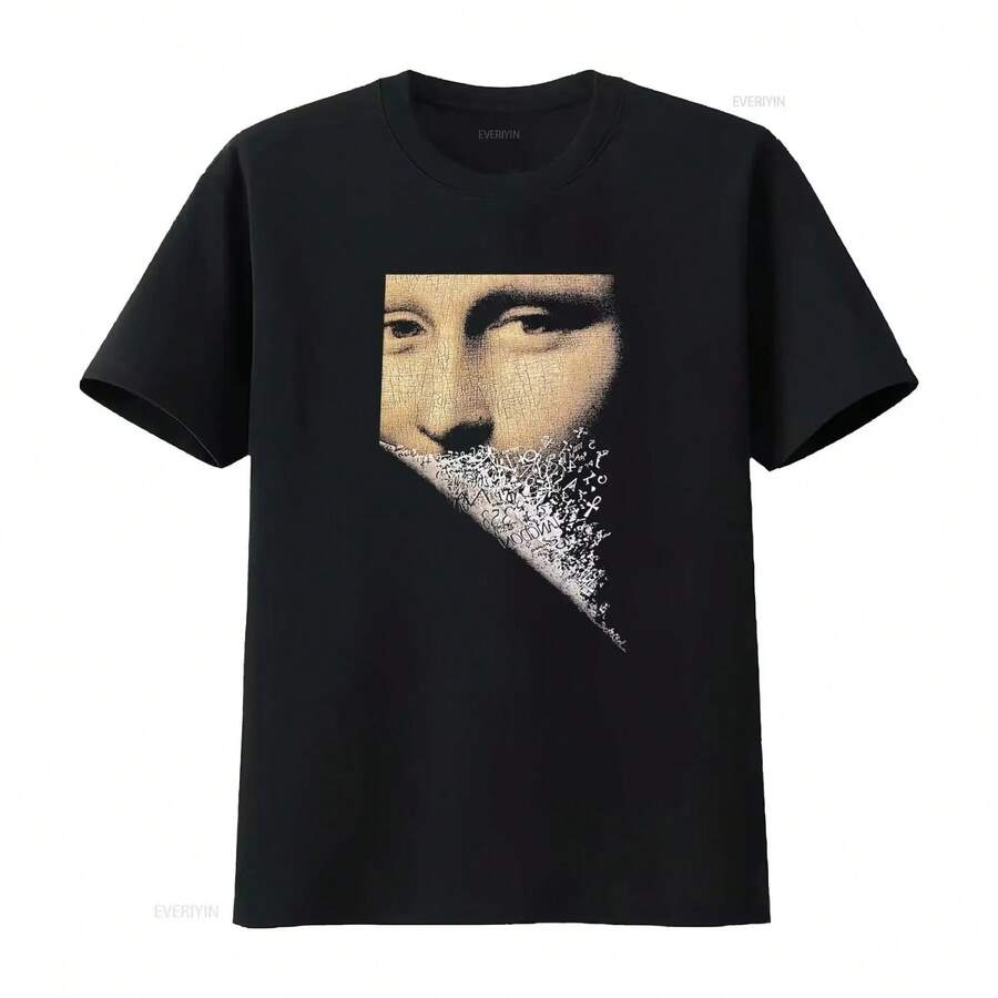 Vintage T Shirt Promo Y2K 2006 Dan Brown Mona Lisa Movie vintage Washed Versatile Stretched Comfortable - Negro - Ver 1
