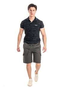 SAINT ELIAN SHORT CARGO MASCULINA COM BOLSO LATERAIS COS ELASTICO BERMUDA COLORIDA - Chumbo - Visão 6