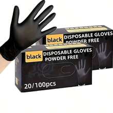 20/100pcs Nitrile Gloves, Cleaning Gloves, Dishwashing Gloves, Household Cleaning Gloves, Disposable Nitrile Gloves, Black Gloves Disposable Nitrile Gloves Household Nitrile Gloves Powder-Free Nitrile Gloves Touchscreen Compatible Gloves Waterproof Oil-Proof Gloves Non-Slip Grip Gloves Kitchen Cleaning Dishwashing Hairdressing Auto Repair Medical Cleaning Food Preparation Affordable Nitrile Gloves Cleaning Supplies - Black - View 2