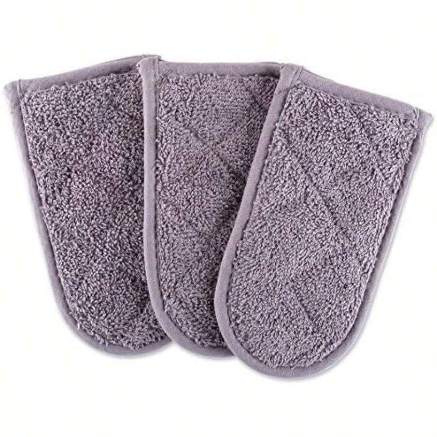 DII Everyday Kitchen Basic Juego de 3 aislantes de calor para sartén, de toalla, 100% algodón, apto para lavar en lavadora, para uso diario en la cocina, negro(Mango de cacerola Gris) - Multicolor - Ver 1