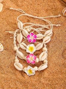 Lắc chân hoa vỏ sò phong cách Bohemian thủ công, thời trang thanh lịch đa năng thường ngày, thích hợp đi biển, du lịch, tiệc tùng, quà tặng cho bạn bè - Nhiều màu - Xem 3