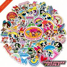 THE POWERPUFF GIRLS 50 miếng dán vinyl dễ thương, hình hoạt hình nữ bay tấn công xung quanh miếng dán chống thấm nước quà tặng cho bình nước máy tính xách tay hành lý đàn ghi ta điện thoại nhật ký sổ lưu niệm, hình dán anime dành cho người lớn [Được cấp phép chính thức] - Nhiều màu - Xem 7