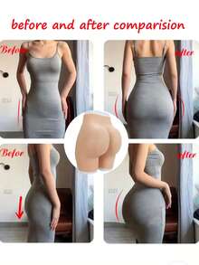 Silicone Butt Lifting Shorts, High Waist Shaping Bike Shorts, Unisex Invisible Seamless Design, Adjustable Thickness, Booty Lifting, Suitable For Daily Wear And Workout, Confidence Shaping - Beige - View 3