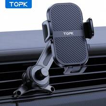TOPK Air Vent Car Mount, [ Big Phones & Thick Case Friendly ] Cell Phone Holder For Car Hands Free Clamp Cradle Vehicle Compatible With All Phones - Black - View 2