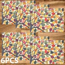 1/4/6/8/12 Stücke bunte bedruckte 2D-Muster Leinen waschbare Tischsets, schützende Tischsets für Innen-/Außengastronomie, geeignet für Feierlichkeiten, Küche