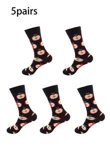 1/5/10 Pairs Fashionable & Unique Fruit Pattern Socks For Women, Suitable For Various Occasions, Casual & Street Style, Great Gift For Home Wear, Mid-Calf Socks, Autumn/Winter - Multicolor - View 23