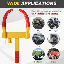 Cerradura de abrazadera de rueda con 2 llaves, cerraduras universales para neumáticos, cerradura antirrobo, cerraduras de remolque resistentes y ajustables para automóviles, camiones, remolques, autocaravanas y furgonetas. - Dorado - Ver 2
