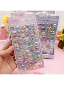 Nuevos y lindos adhesivos en relieve con diseños de arcoíris de dibujos animados, pegatinas 3D de lámina de colores para decoración DIY de niños (color y estilo aleatorios) - Multicolor - Ver 11